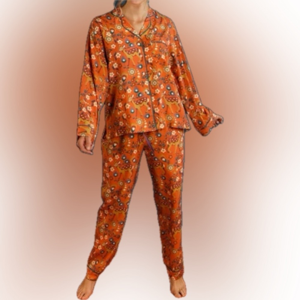 Powder UK soft Fawn in Winter pj set/long sleeve & pant-MODAL/eco friendly-NWT